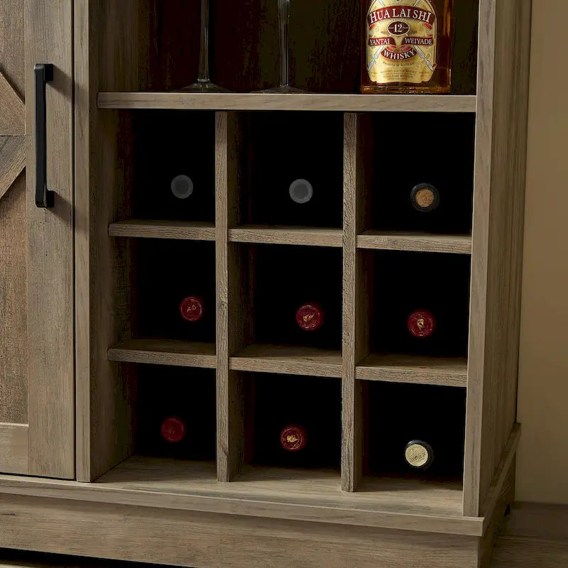 Farmhouse Sideboard Cabinet with Wine Rack, Drawer & Adjustable Shelves
