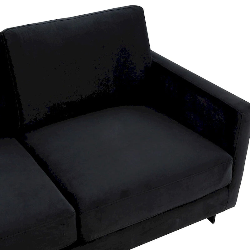 Leisuremod Lincoln 3-Seater Upholstered Velvet Sofa with Black Stainless-Steel Base