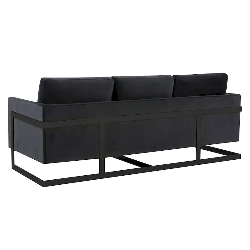 Leisuremod Lincoln 3-Seater Upholstered Velvet Sofa with Black Stainless-Steel Base