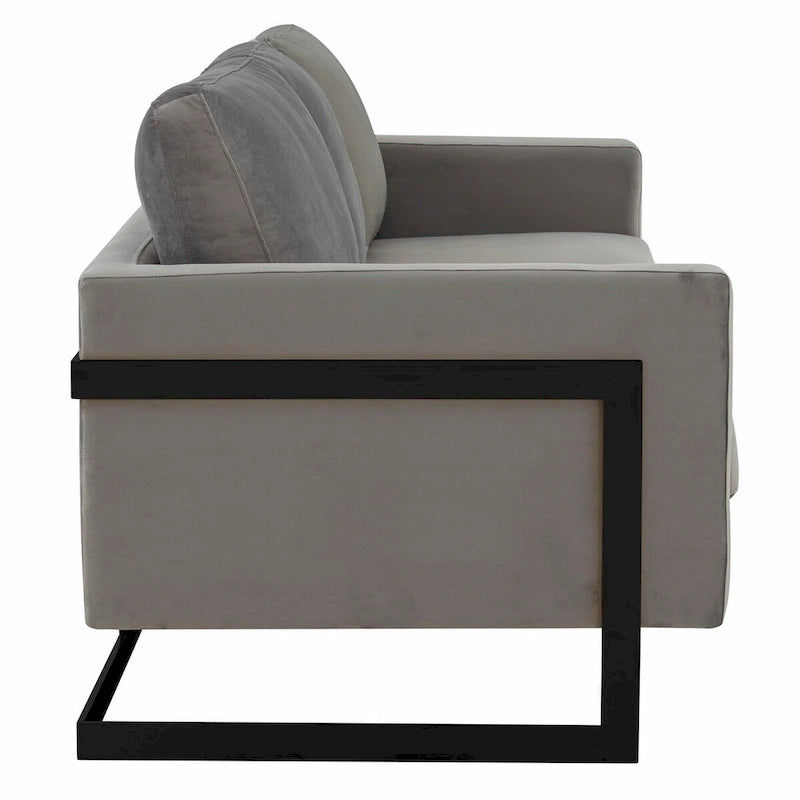 Leisuremod Lincoln 3-Seater Upholstered Velvet Sofa with Black Stainless-Steel Base