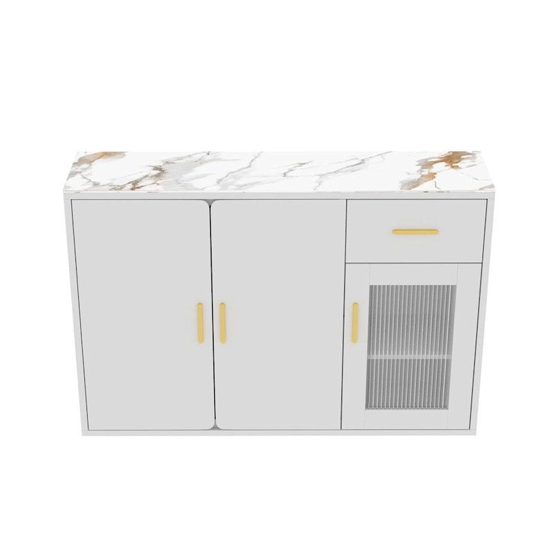 Modern Wood Buffet Cabinet with Doors and Drawers