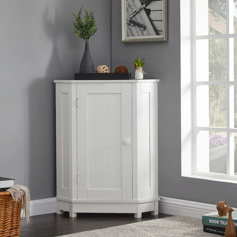 Triangle Corner Bathroom Storage Cabinet with Adjustable Shelf