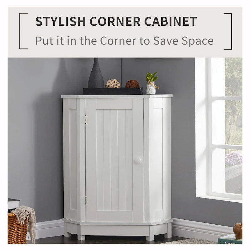 Triangle Corner Bathroom Storage Cabinet with Adjustable Shelf
