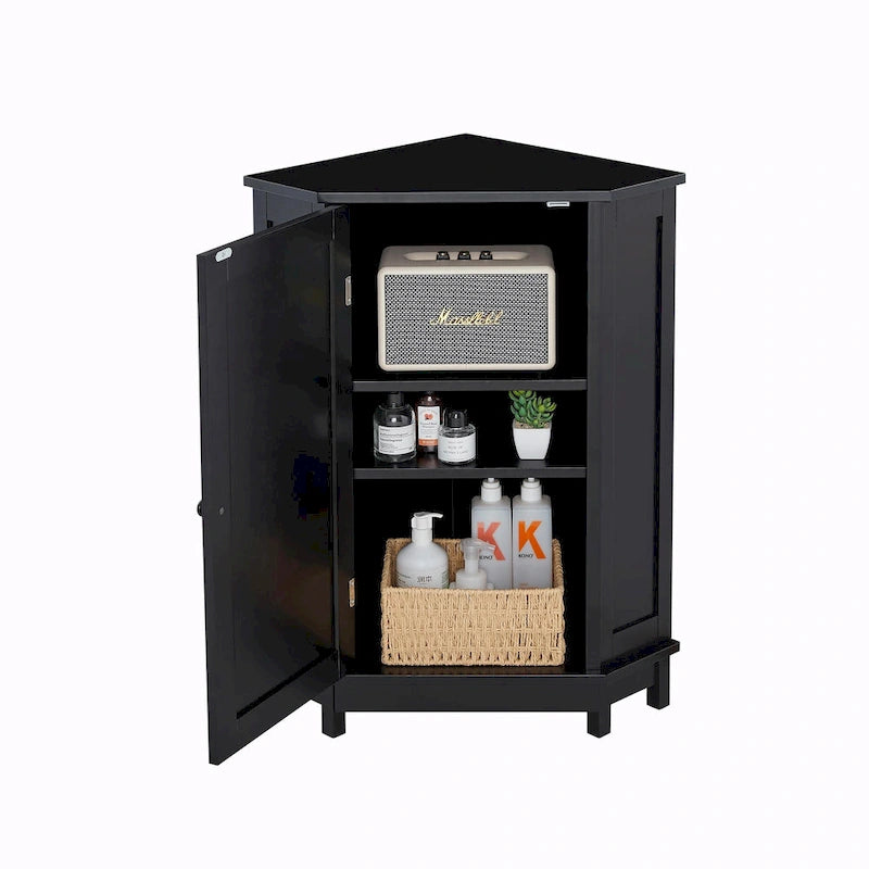 Triangle Corner Bathroom Storage Cabinet with Adjustable Shelf