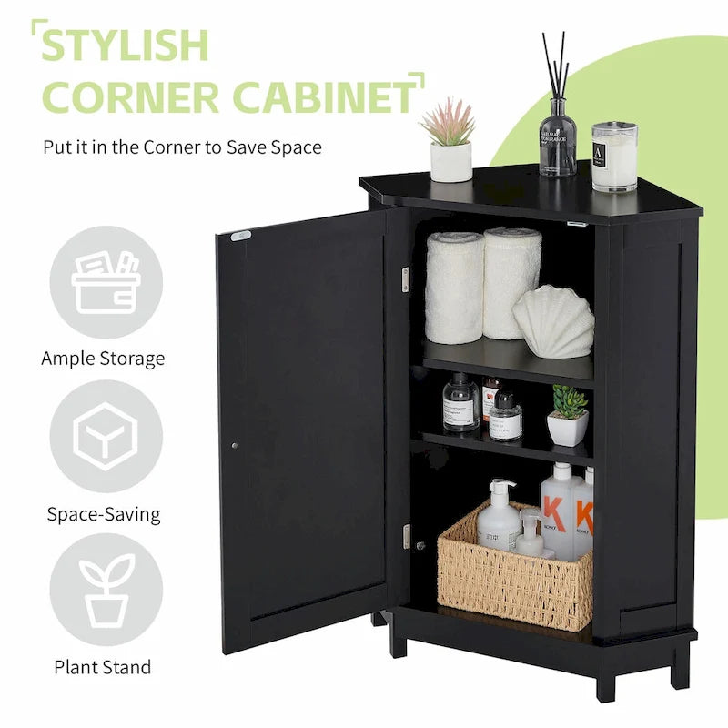 Triangle Corner Bathroom Storage Cabinet with Adjustable Shelf