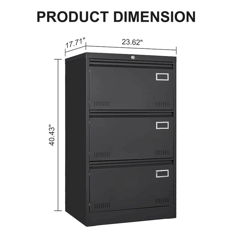 Filing Cabinet Lateral File Cabinet 3 Drawer,Locking Metal File Cabinets Three Drawer, Office Filing Cabinet with Lock Drawers