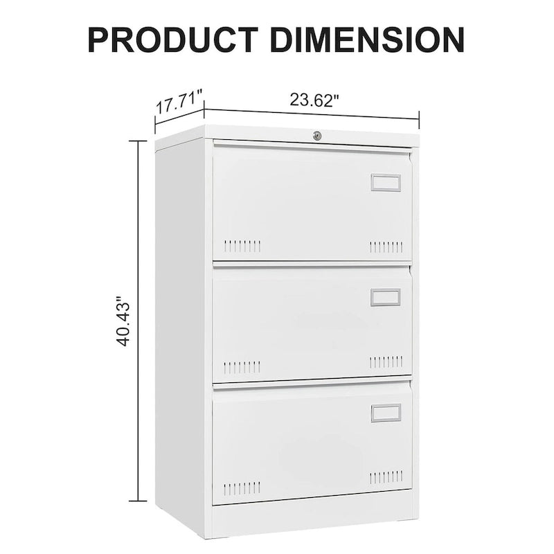 Filing Cabinet Lateral File Cabinet 3 Drawer,Locking Metal File Cabinets Three Drawer, Office Filing Cabinet with Lock Drawers