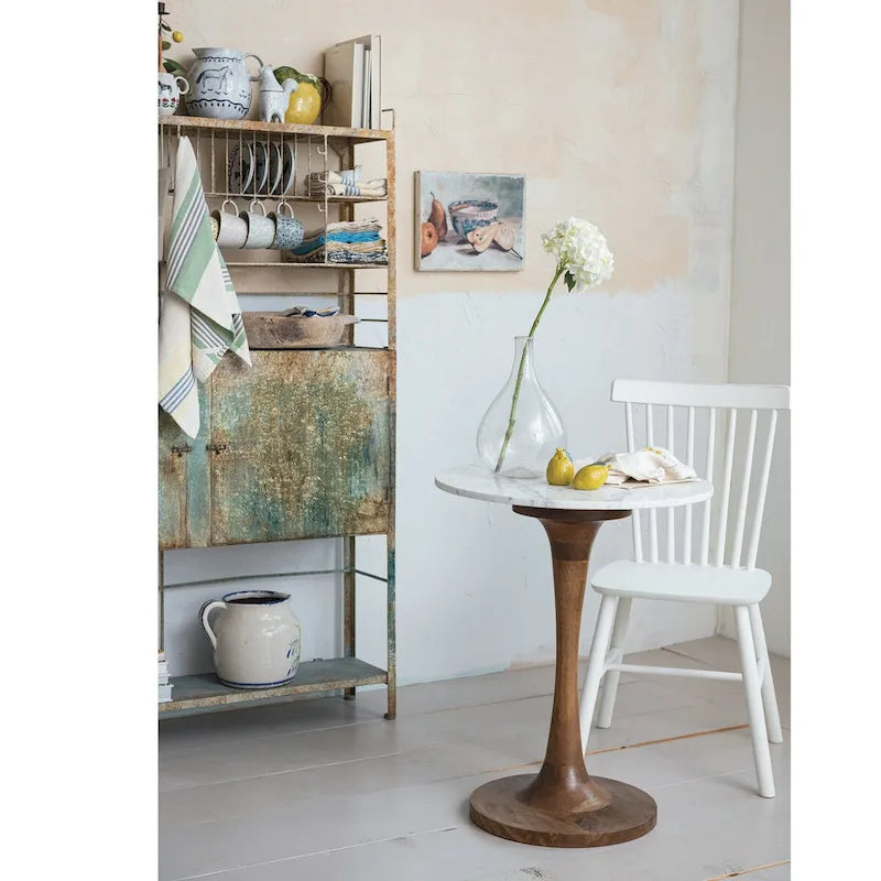 Heavily Distressed Metal Cabinet with Slatted Shelves