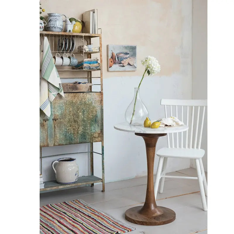 Heavily Distressed Metal Cabinet with Slatted Shelves