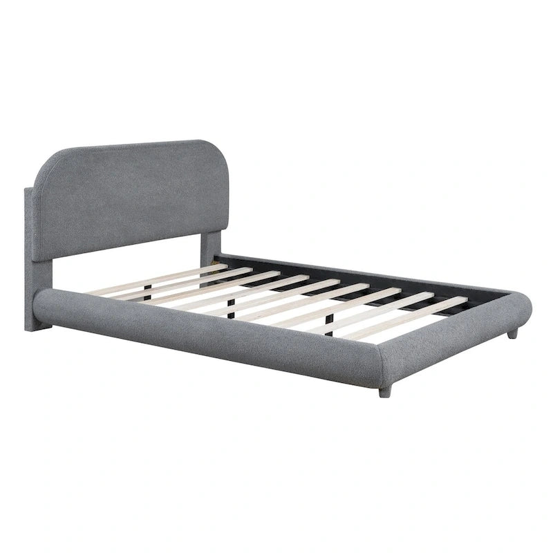 Teddy Fleece Full Size Upholstered Platform Bed with Thick Fabric