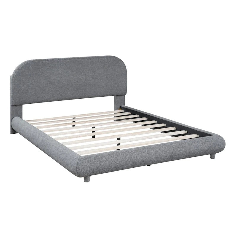 Teddy Fleece Full Size Upholstered Platform Bed with Thick Fabric