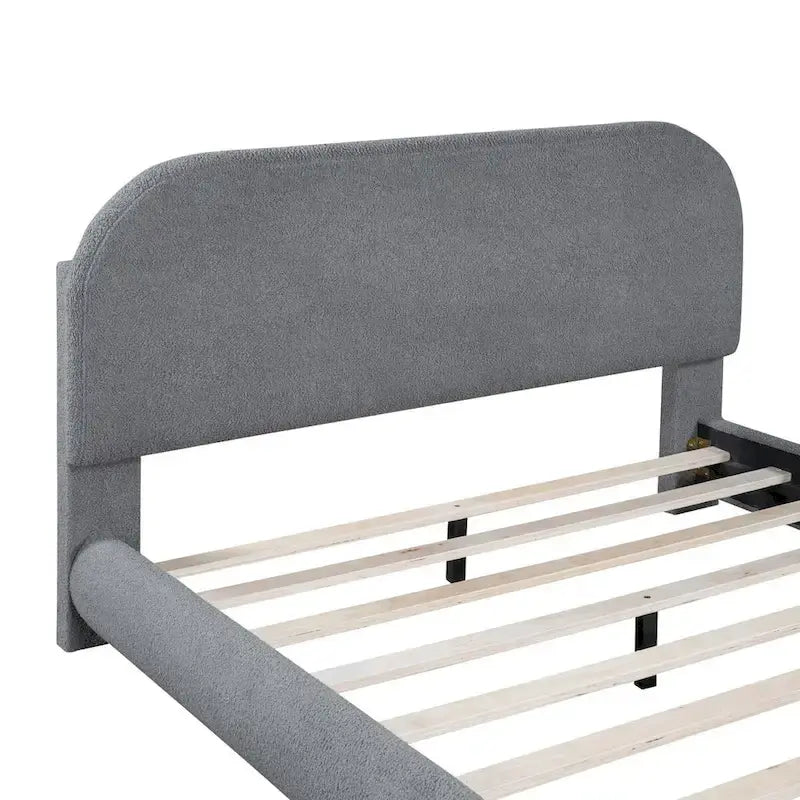 Teddy Fleece Full Size Upholstered Platform Bed with Thick Fabric