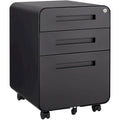 3 Drawer Mobile File Cabinet,Versatile Cabinet,5 Wheel Design Anti-Tilting Cold Rolled Steel Waterproof Moisture-Proof Black