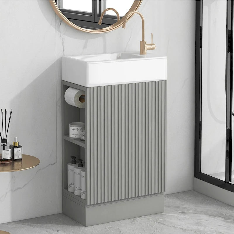 Bathroom Vanity Cabinet with Two-tier Shelf