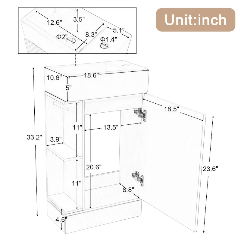 Bathroom Vanity Cabinet with Two-tier Shelf