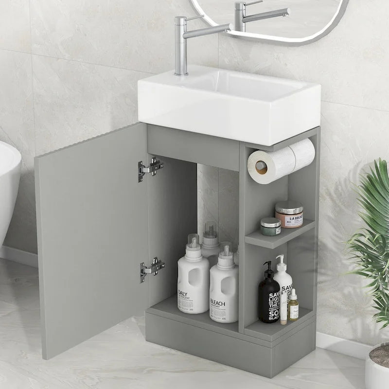 Bathroom Vanity Cabinet with Two-tier Shelf