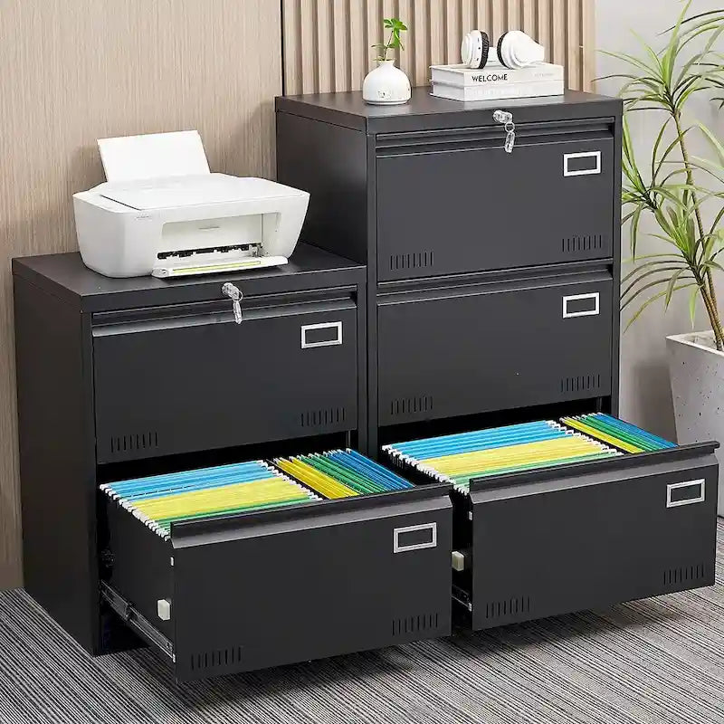 2 Drawer Metal Lateral File Cabinet with Lock,Office Vertical Files Cabinet,Locking Metal File Cabinet