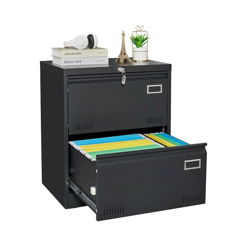 2 Drawer Metal Lateral File Cabinet with Lock,Office Vertical Files Cabinet,Locking Metal File Cabinet