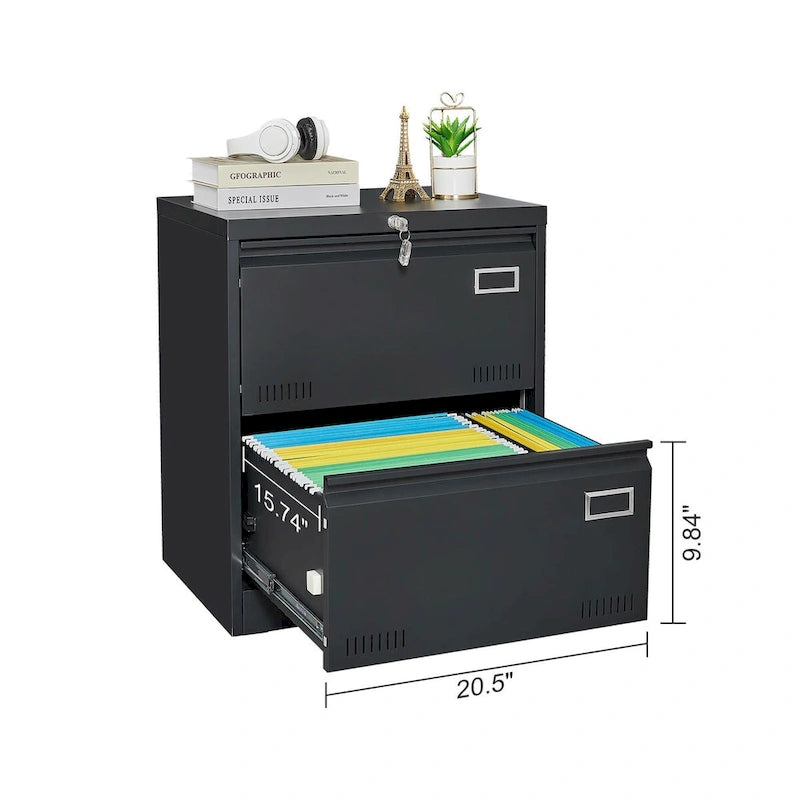 2 Drawer Metal Lateral File Cabinet with Lock,Office Vertical Files Cabinet,Locking Metal File Cabinet