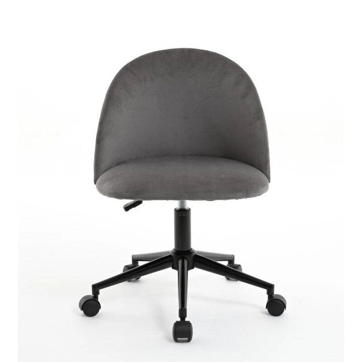 Boucle Office Chair Desk Chair, Mid-Back Adjustable Swivel Computer Chair with Black Legs, Upholstered Desk Chair with Wheels