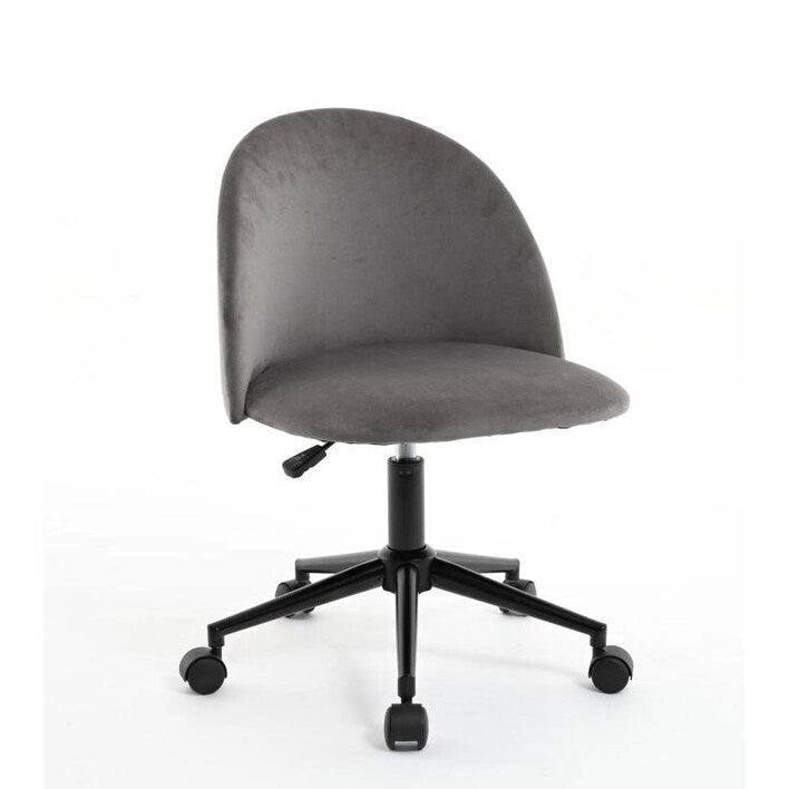 Boucle Office Chair Desk Chair, Mid-Back Adjustable Swivel Computer Chair with Black Legs, Upholstered Desk Chair with Wheels