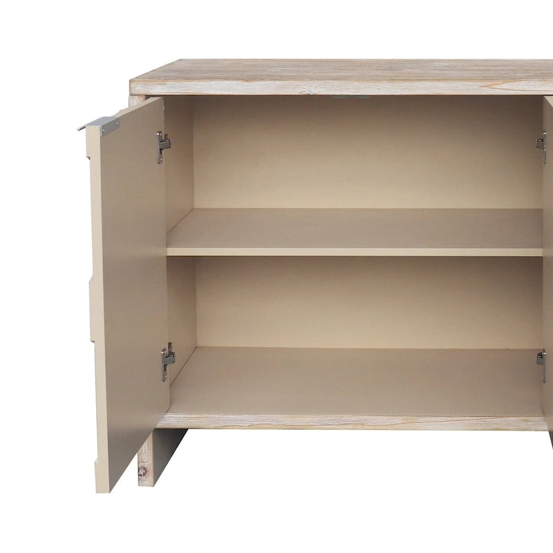 Farmhouse Style 4 Door Wooden Sideboar for Living Room