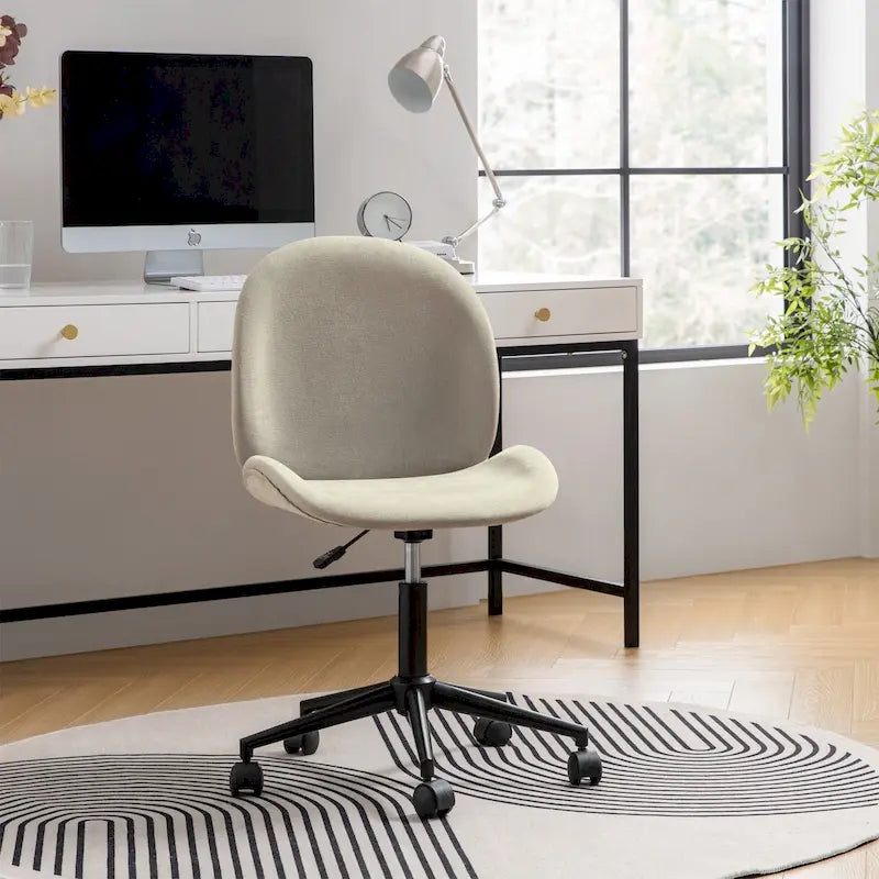 Ines Modern 0ffice Chair 360Whirling Armless With Metal Base by HULALA HOME