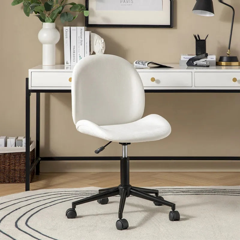 Ines Modern 0ffice Chair 360Whirling Armless With Metal Base by HULALA HOME