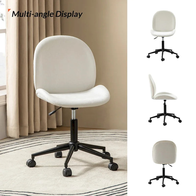 Ines Modern 0ffice Chair 360Whirling Armless With Metal Base by HULALA HOME
