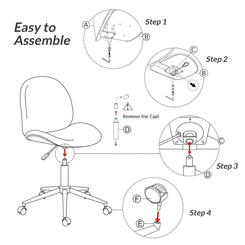 Ines Modern 0ffice Chair 360Whirling Armless With Metal Base by HULALA HOME