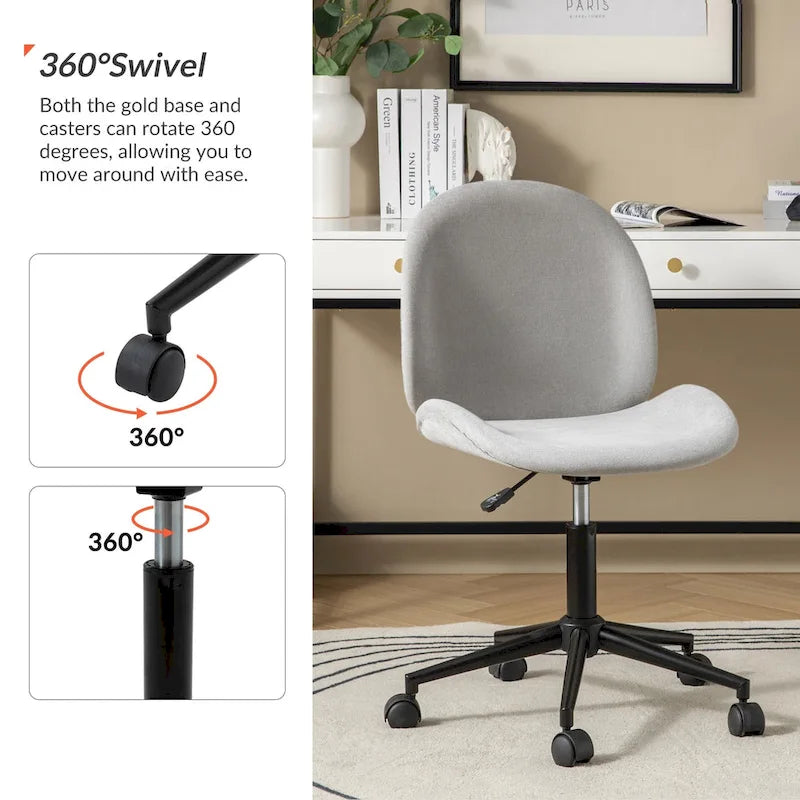 Ines Modern 0ffice Chair 360Whirling Armless With Metal Base by HULALA HOME