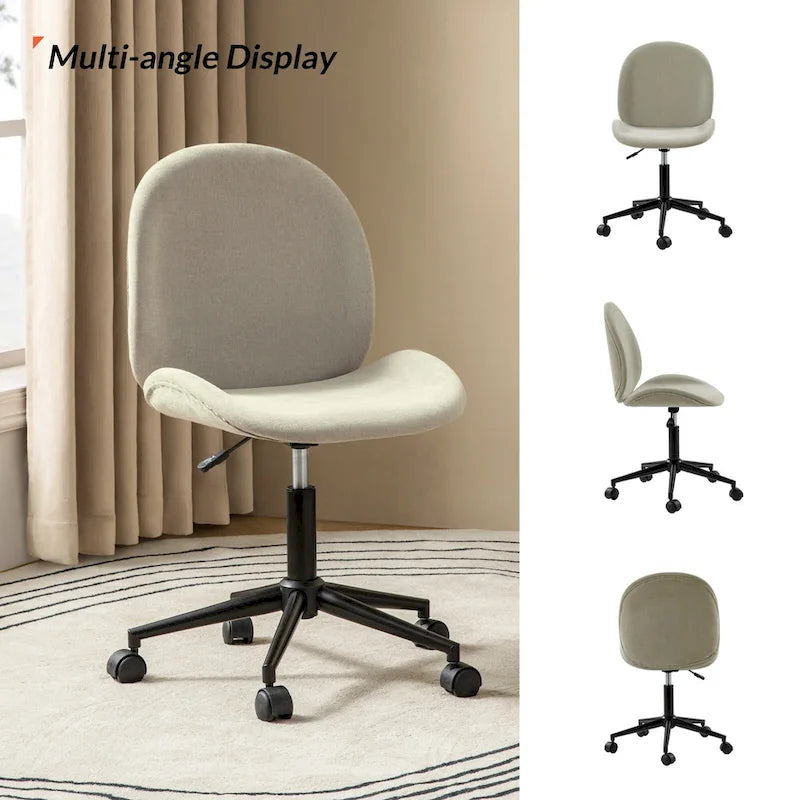 Ines Modern 0ffice Chair 360Whirling Armless With Metal Base by HULALA HOME