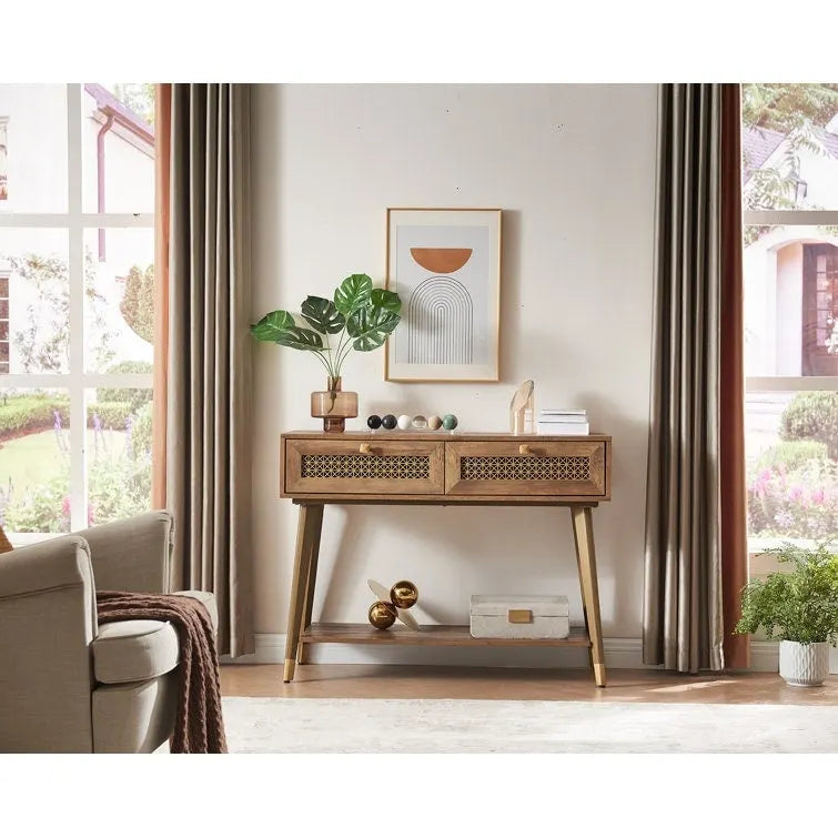 41.9 Wood 2-Drawer Console Table