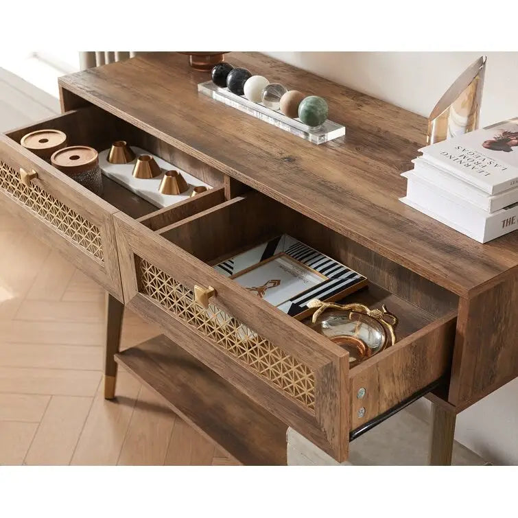 41.9 Wood 2-Drawer Console Table